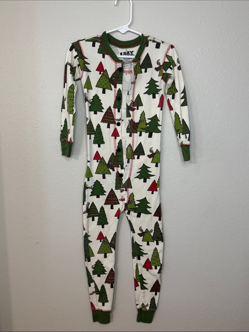 Lazy One Cream Holiday Tree Footed-Free Kids One-Piece Pajama